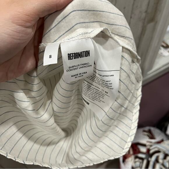 Reformation Stripe Lightweight Tank Top Ruffle Sleeve - Picture 3 of 6